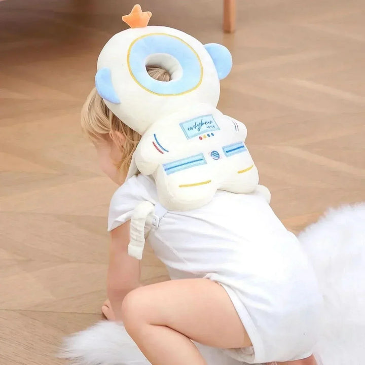Adorable baby headguard helmet, soft & adjustable for infants, ensuring head protection during active play.