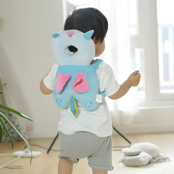 Front view of an adjustable soft baby head protection helmet, essential headguard for active infants.