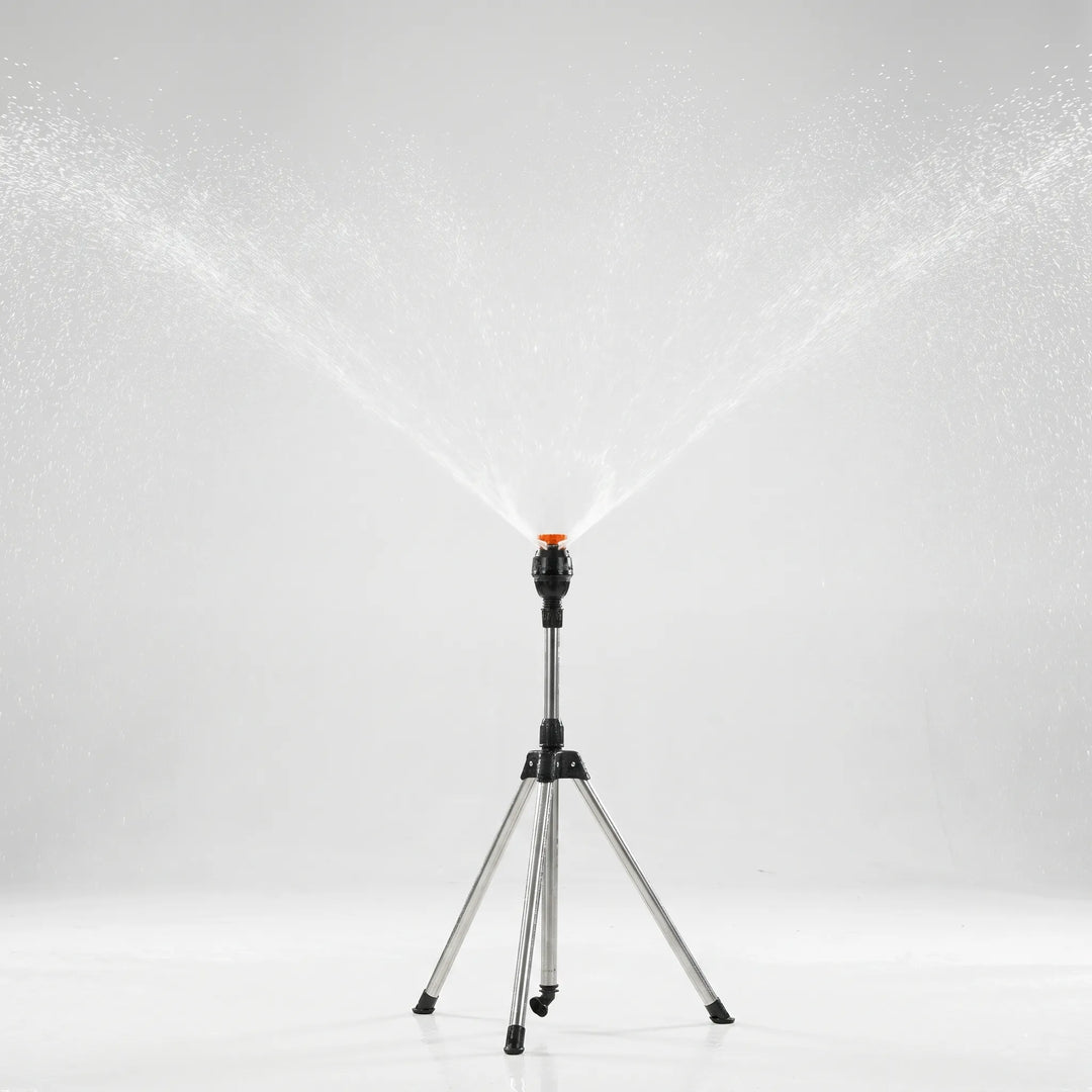 Versatile telescopic & adjustable tripod lawn sprinkler, perfect for precise garden watering and effective yard irrigation.