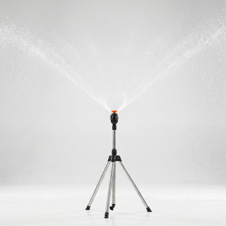 Versatile telescopic & adjustable tripod lawn sprinkler, perfect for precise garden watering and effective yard irrigation.