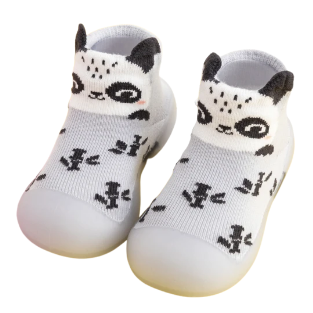 Baby's first steps animal knit anti-slip soft sole walker shoes.