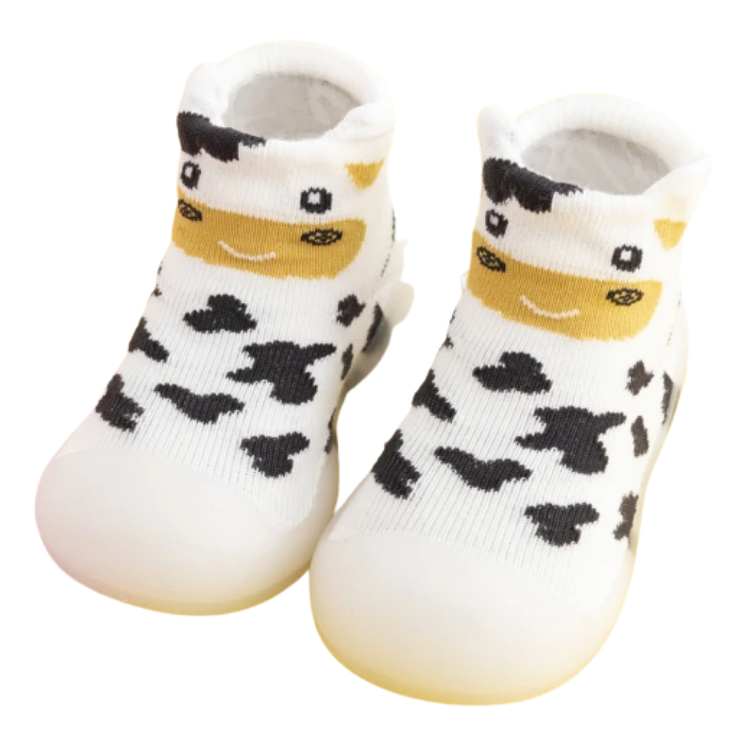 Comfortable knit baby shoes with anti-slip soles for early walkers.