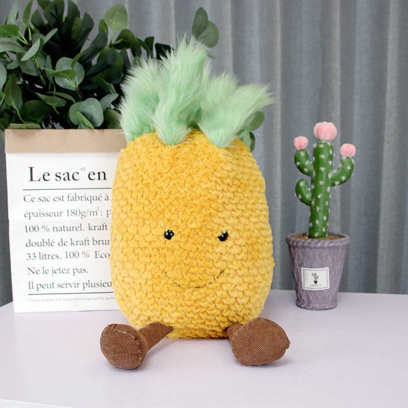 Collection of cute fruit & veggie plush toys, soft stuffed animals for play & decor