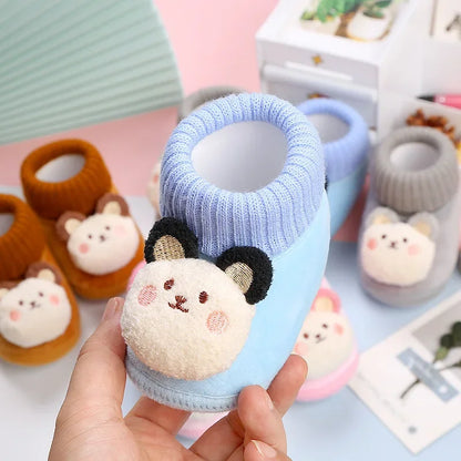 Soft sole baby winter shoes, non-slip, in a delightful animal style for warm little feet.
