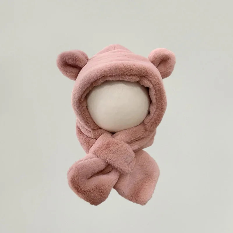 Playful bear design winter hat scarf set for toddlers, comfortable and stylish baby gear.