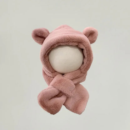 Playful bear design winter hat scarf set for toddlers, comfortable and stylish baby gear.