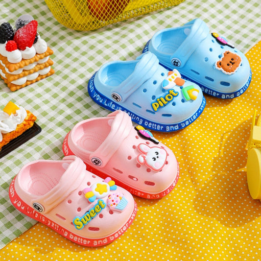 Adorable baby cartoon anti-slip comfort slippers for toddlers, soft PVC unisex footwear