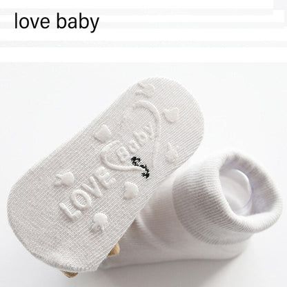Gift-ready pack of baby cartoon doll non-slip cotton socks for newborns and young toddlers