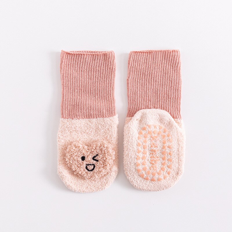 Cute unisex baby fox design non-slip terry socks, perfect for toddlers 1-3 years, skidproof bottom.