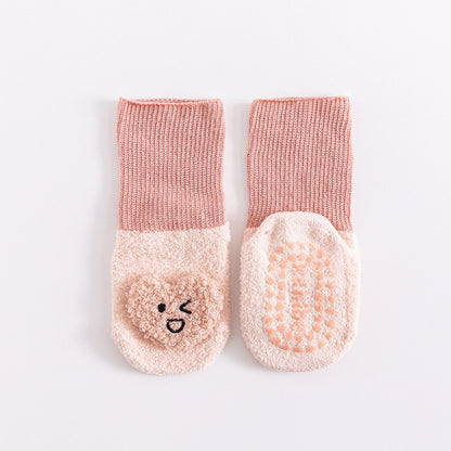 Cute unisex baby fox design non-slip terry socks, perfect for toddlers 1-3 years, skidproof bottom.