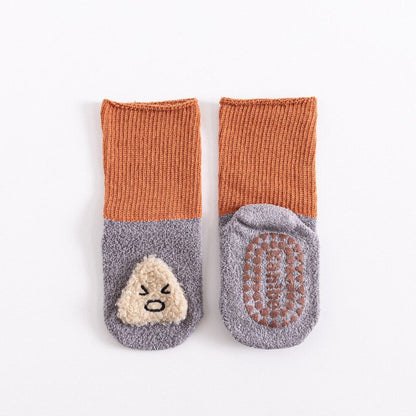 Soft baby elephant cartoon non-slip terry socks, ideal infant clothing for safe play at home.