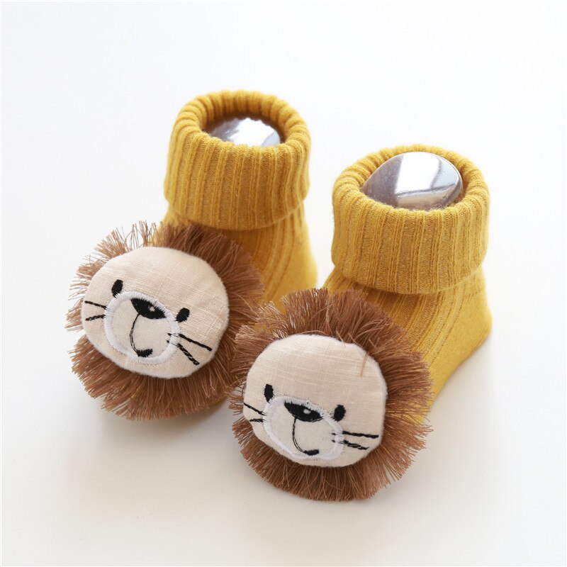 Soft cotton baby socks with cartoon characters and non-slip bottom for infants