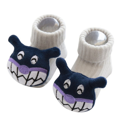 Collection of toddler non-slip cotton floor socks in various cartoon designs