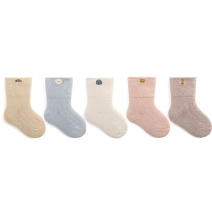 Cozy children's cartoon animal thick socks in blue and yellow, perfect for infant comfort