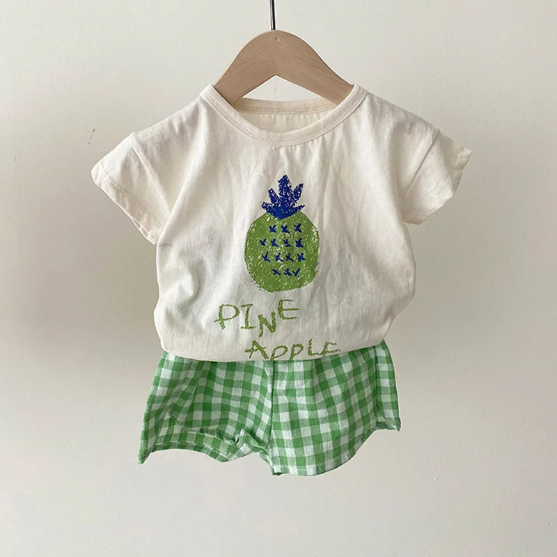 Cute pink baby sleeveless cotton pajama set with a charming cartoon character design