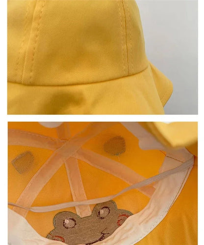 Soft baby frog bucket hat, comfortable for all-day wear and effective sun protection for toddlers.