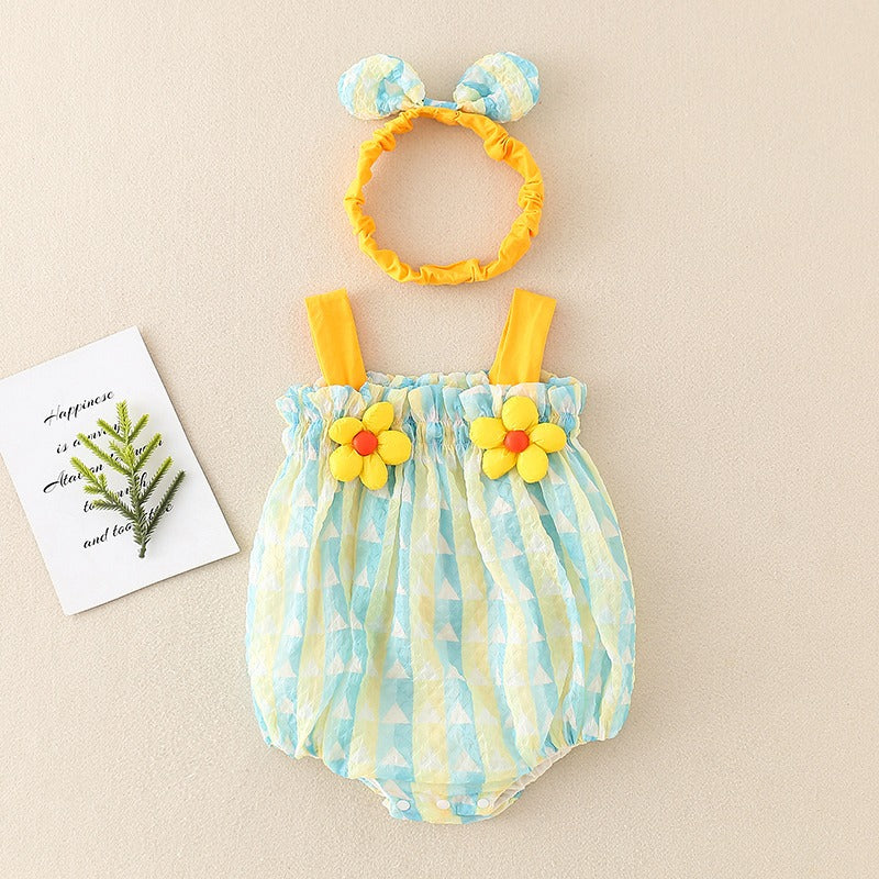 Breathable 100% cotton romper for infant girls, ideal summer outfit