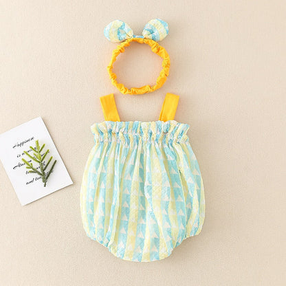 Summer baby clothes: Girls' breathable cotton romper in a vibrant color