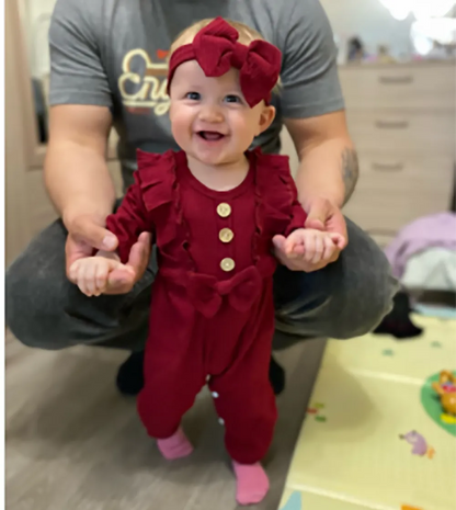 Baby girl fashion set: pink cotton blend romper, stylish infant one-piece