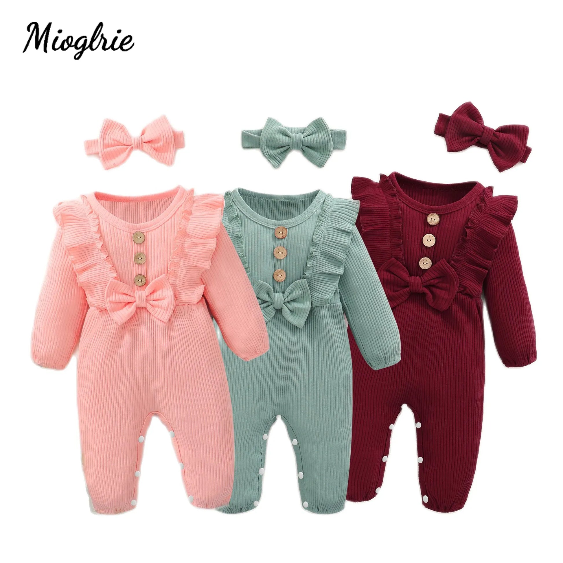 Cute newborn outfit: pink long sleeve baby girl romper, perfect all season gift