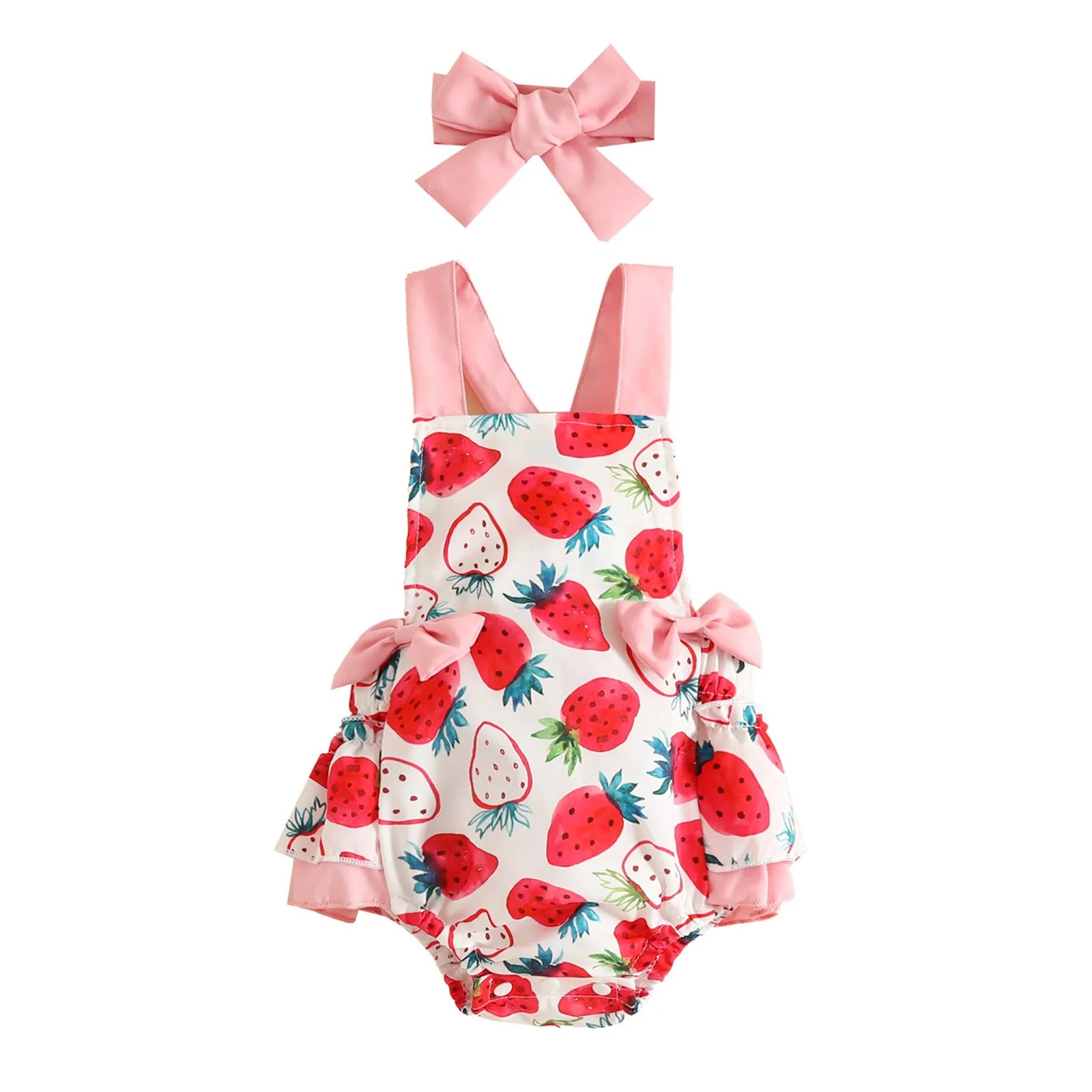 Toddler girl's cow print romper and matching headband, a stylish and comfortable summer outfit.