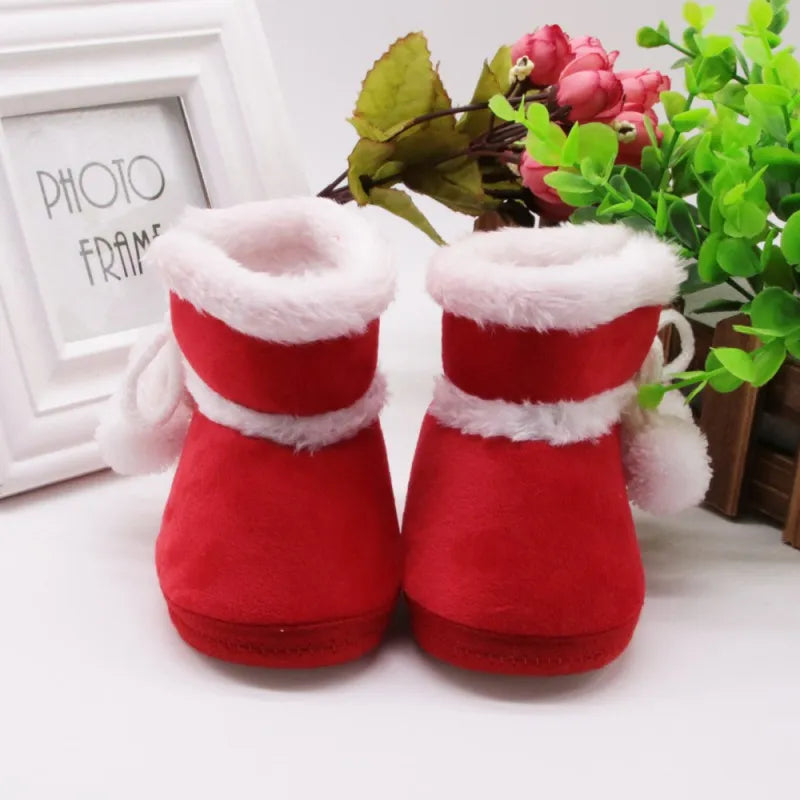 Toddler snow boots: pink baby girl high boots with anti-slip bottom for safe outdoor play in winter.