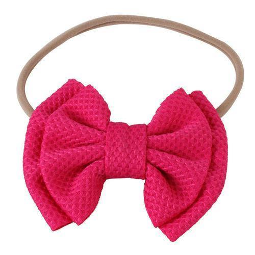 Set of assorted color elastic bow headbands, versatile baby girl hair accessories.