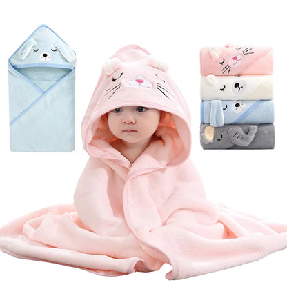 Adorable baby hooded cartoon animal bath towel, soft & absorbent for infants after bath