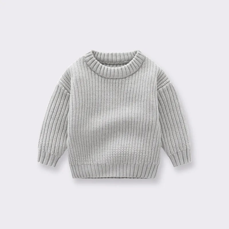 Autumn winter warm baby clothes: A cozy knitted loose sweater with a classic design.