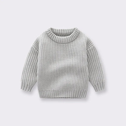 Autumn winter warm baby clothes: A cozy knitted loose sweater with a classic design.