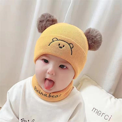 Infant apparel: Warm knit hat and scarf set designed for ultimate baby comfort and cold protection.