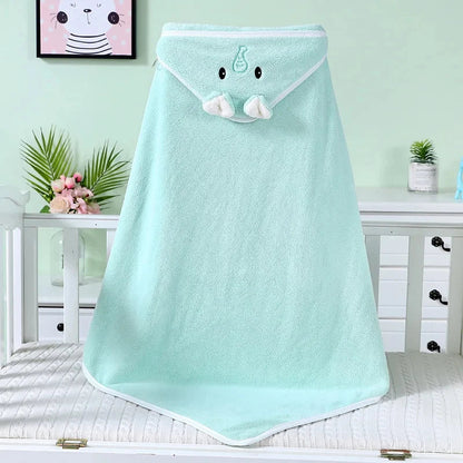 Hydrophilic properties of a hooded baby bath towel, showing its high absorbency for quick drying.