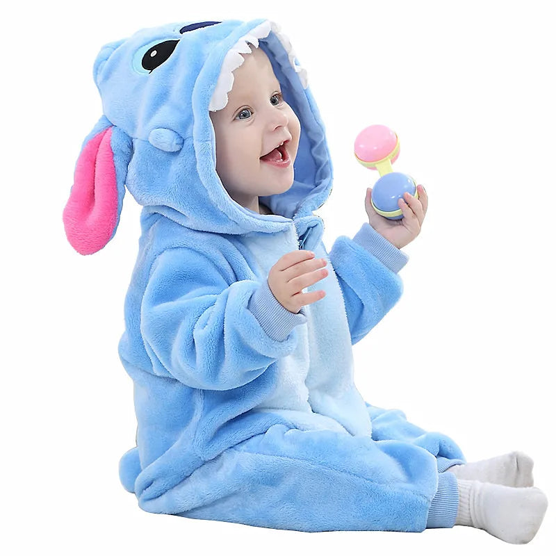 Baby's playful animal pajama bodysuit, a high-quality flannel jumpsuit that's both cute and snuggly.