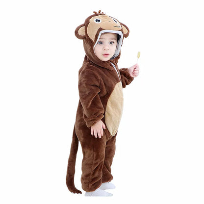 Unisex baby animal pajama bodysuit, a cute and cozy flannel jumpsuit for newborns and infants.