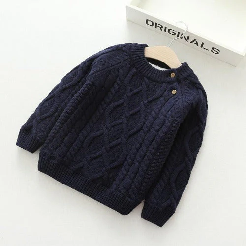 Cozy children's o-neck sweater with a delightful cartoon graphic, great for winter layering
