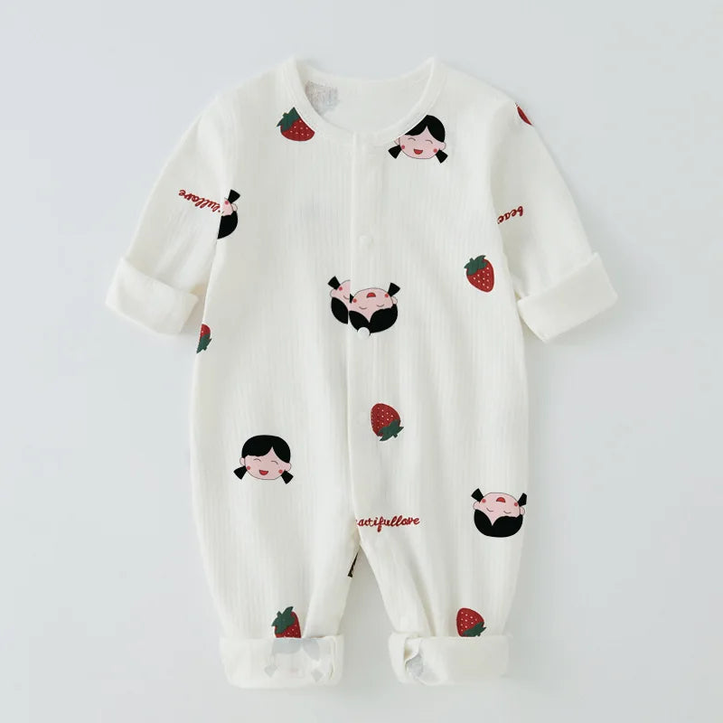 Close-up of the textured soft cotton fabric of a newborn romper for baby clothes.