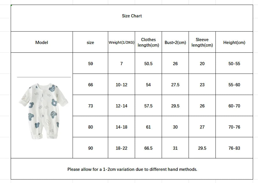 Baby's feet visible in a one-piece long sleeve cotton baby romper. Unisex infant.