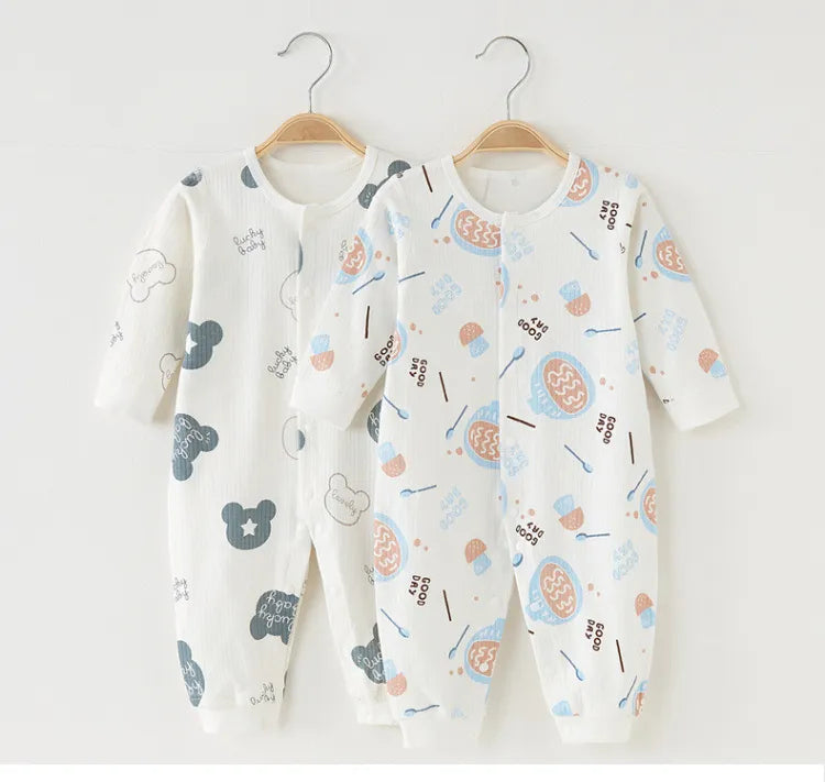 Cute baby outfit: soft cotton newborn romper with enclosed feet for extra warmth.