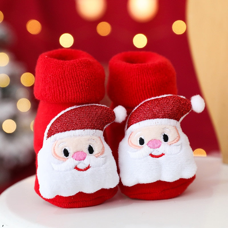 Assortment of colorful, non-slip baby socks for newborn warmth and comfort