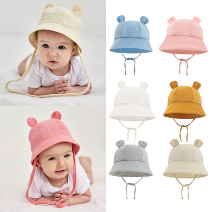 Adorable baby in white cotton fisherman sun hat, perfect for UV protection & summer adventures