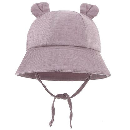 Orange cotton baby fisherman hat, provides full coverage from the sun, cute & functional