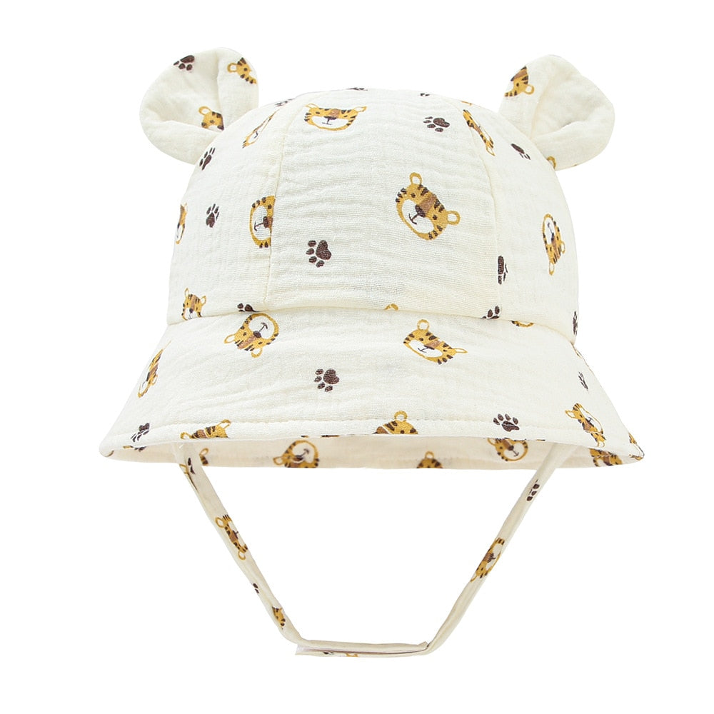 Green cotton toddler sun hat, wide brim for ultimate UV protection, comfortable & breathable