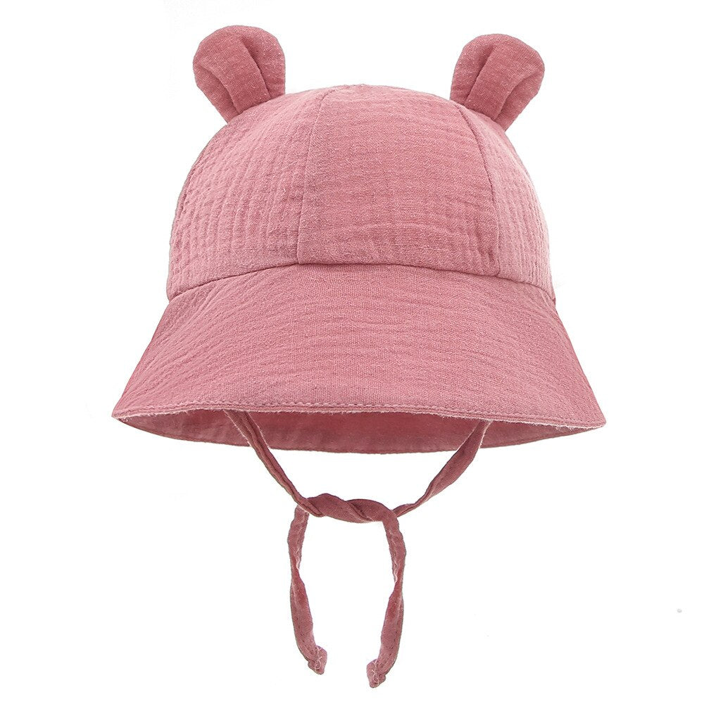 White cotton fisherman hat for babies, suitable for boys & girls, stylish and protective