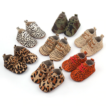 Collection of colorful soft sole genuine leather baby moccasins, anti-slip first walker shoes for infants.