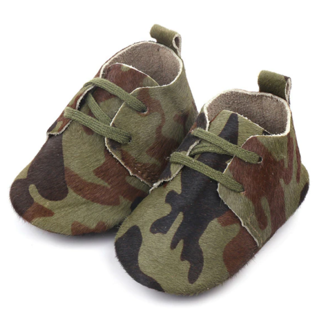 Durable genuine leather baby moccasins, soft sole first walker shoes, anti-slip design for active toddlers.