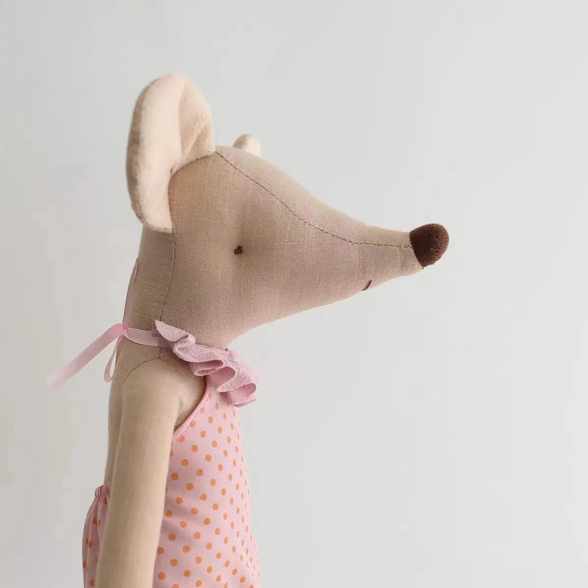 Baby mouse plush toy with embroidered details, a safe and charming gift for new parents.