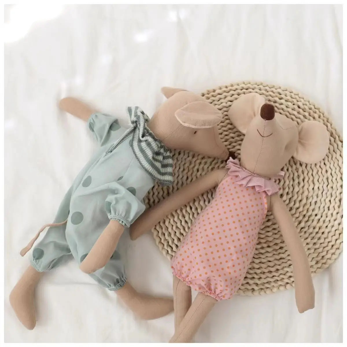 Gift-wrapped baby mouse plush toy, ready for a baby shower or birthday present.