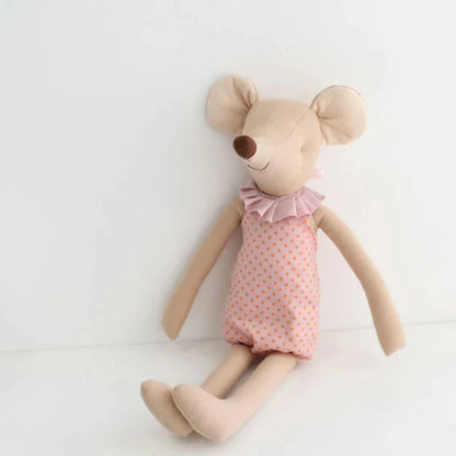 Front view of a baby mouse plush toy, showcasing its soft textile and friendly expression.