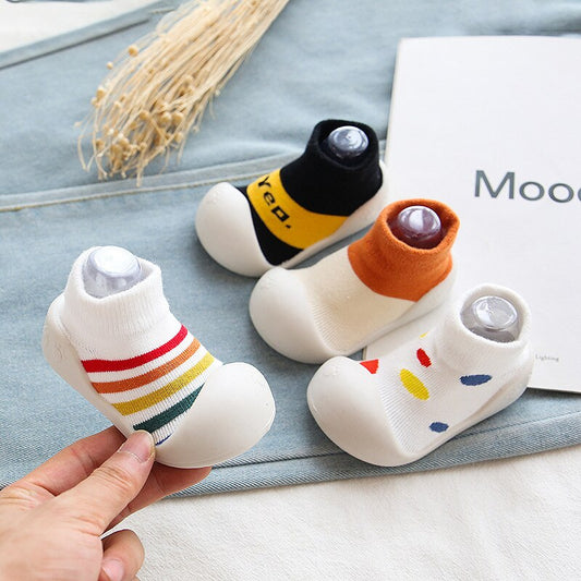 Adorable baby non-slip soft sole walker shoes with multicolor cotton, perfect for first steps.