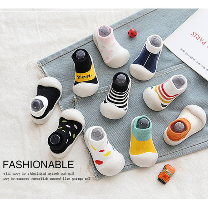 Infant non-slip cotton booties, a practical and colorful choice for baby's developing walking skills.